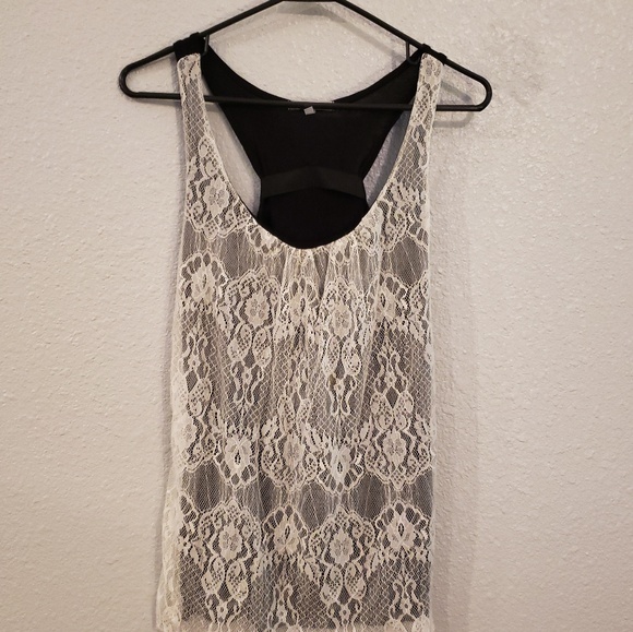 Charlotte Russe black off white/ivory lace tank - Picture 1 of 4
